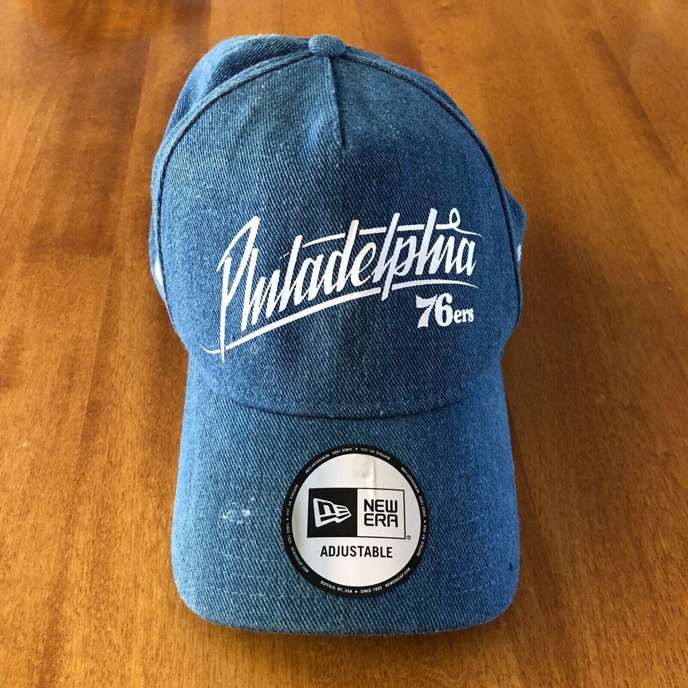Philadelphia 76ers Ball Cap Hat New Era Blue Denim Adjustable Snapback NBA NEW